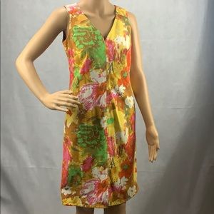 Sleeveless V-neck Floral Cotton Sheath
